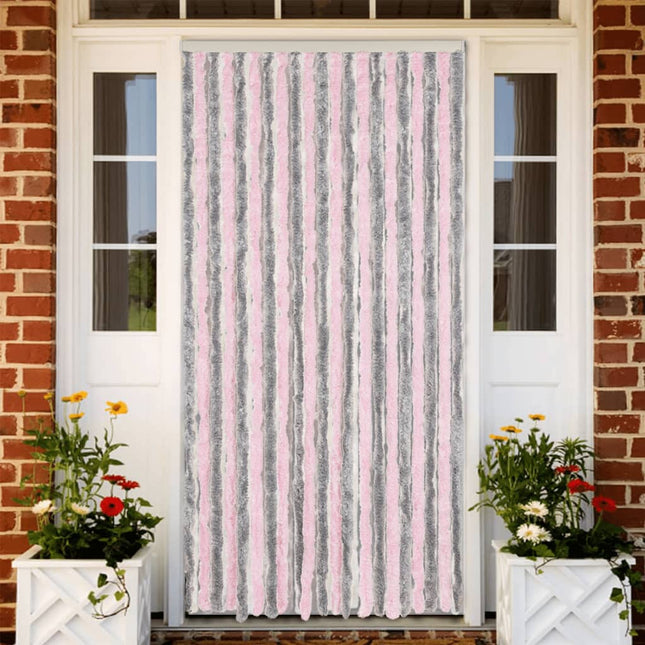 Vliegengordijn 100X200 Cm Chenille Zilvergrijs En Roze