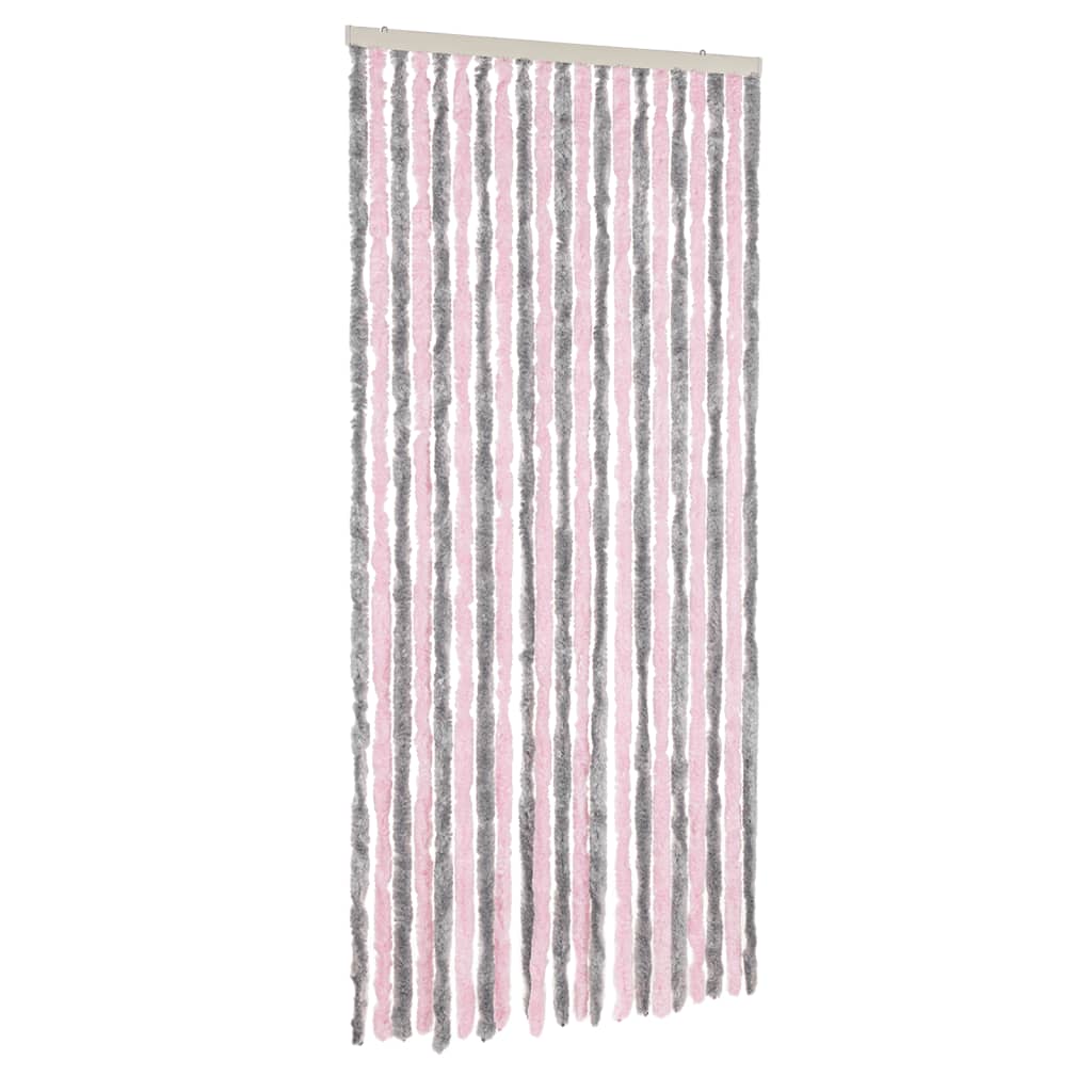 Vliegengordijn 100X220 Cm Chenille Zilvergrijs En Roze