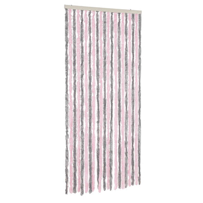 Vliegengordijn 100X220 Cm Chenille Zilvergrijs En Roze