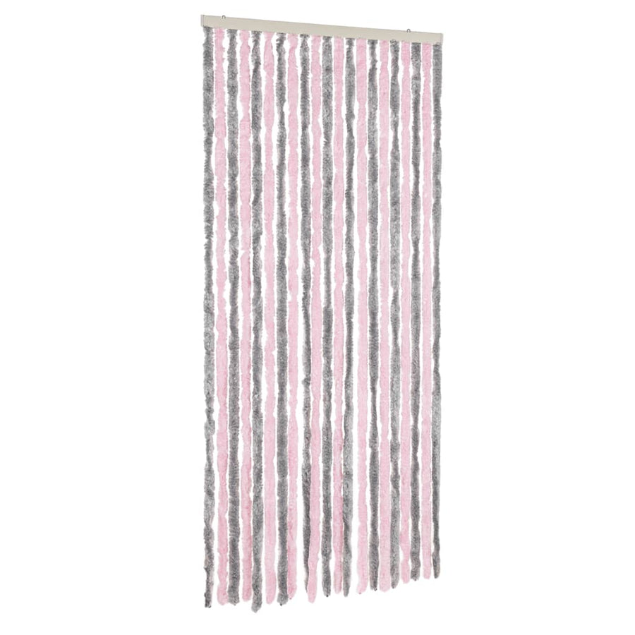 Vliegengordijn 100X220 Cm Chenille Zilvergrijs En Roze