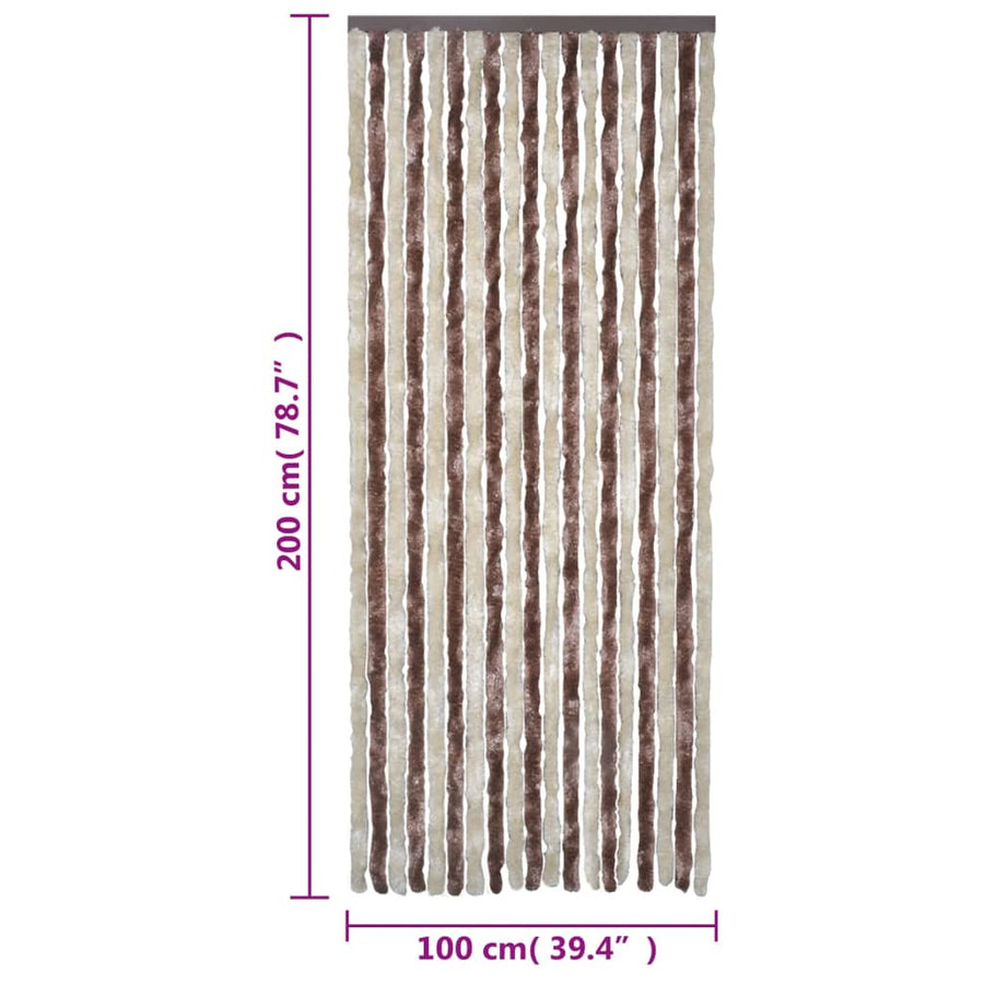 Vliegengordijn 100X200 Cm Chenille Beige En Lichtbruin