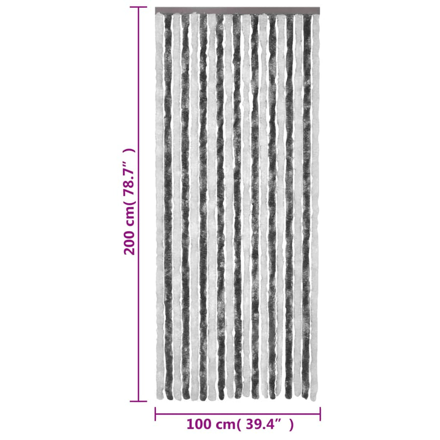 Vliegengordijn 100X200 Cm Chenille Grijs En Wit