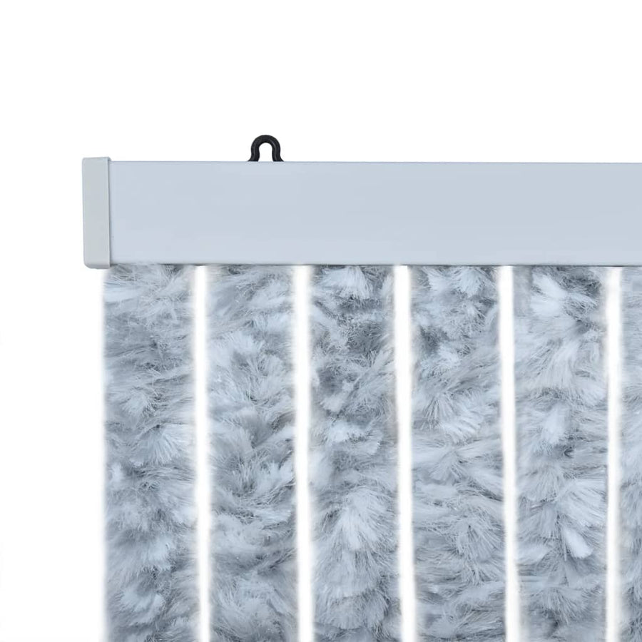 Vliegengordijn 100x200 cm chenille wit en grijs