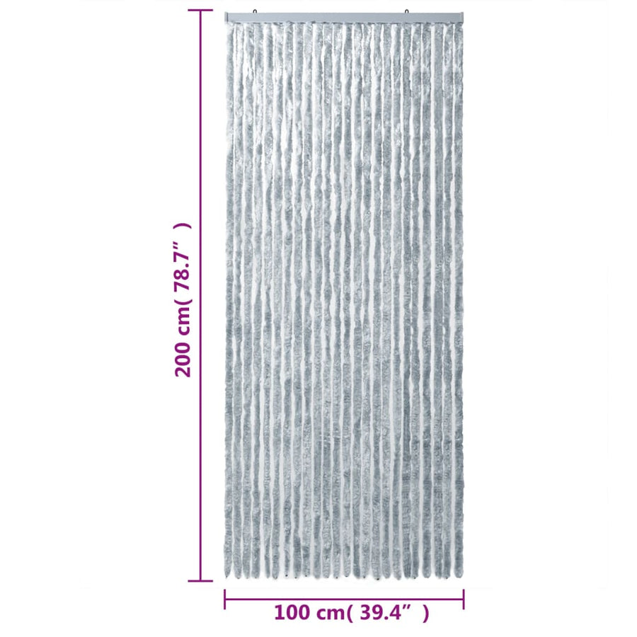 Vliegengordijn 100x200 cm chenille wit en grijs
