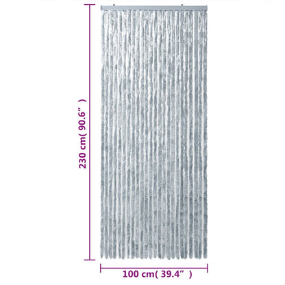 Vliegengordijn 100X230 Cm Chenille Wit En Grijs Zwart En Crème