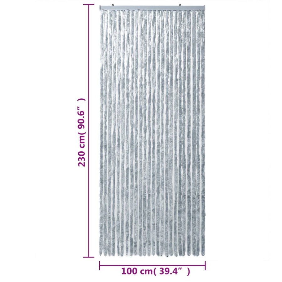 Vliegengordijn 100X230 Cm Chenille Wit En Grijs Zwart En Crème