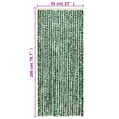 Vliegengordijn 56X200 Cm Chenille Groen En Wit