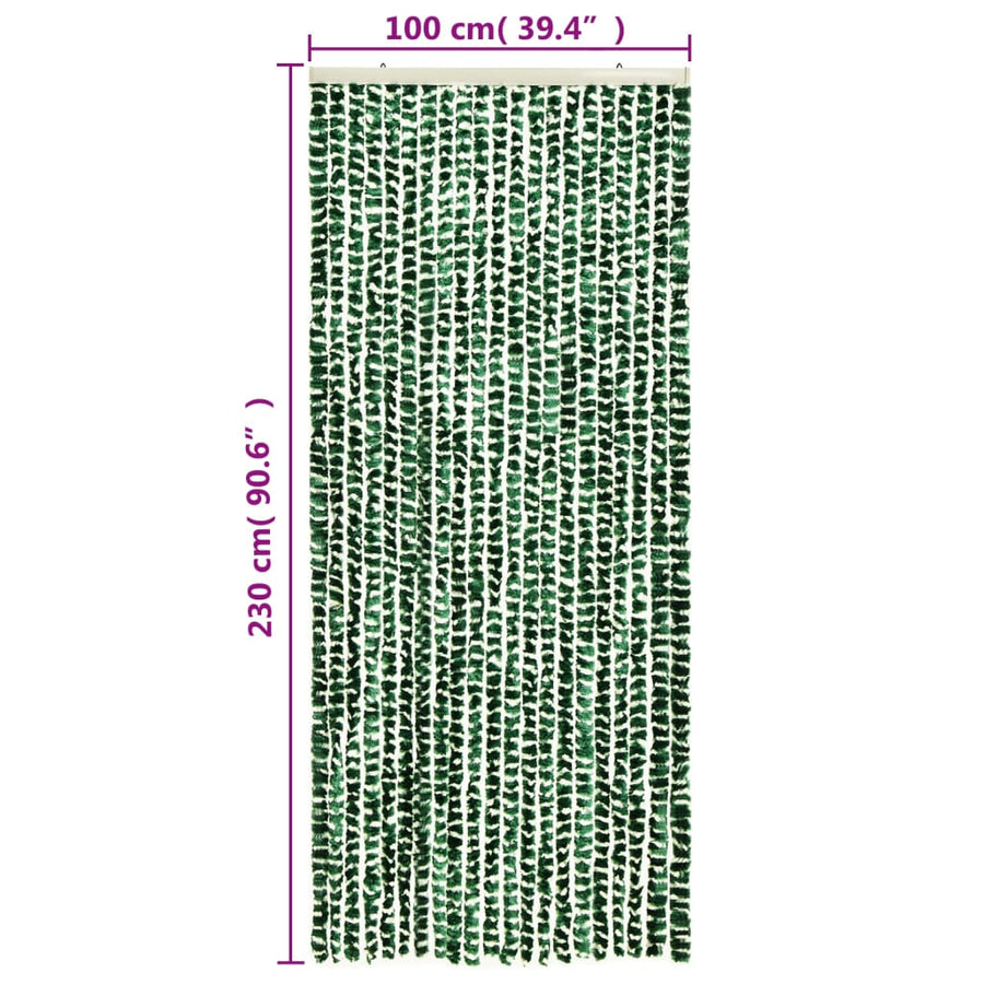 Vliegengordijn 100X230 Cm Chenille Groen En Wit