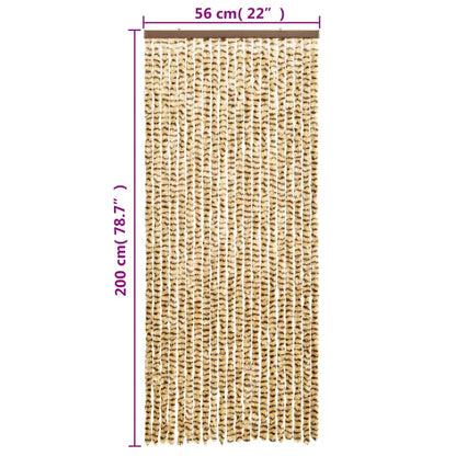 Vliegengordijn 56X200 Cm Chenille Beige En Bruin