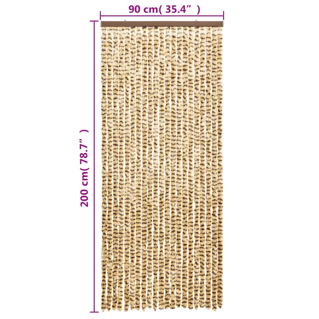Vliegengordijn 90X200 Cm Chenille Beige En Bruin