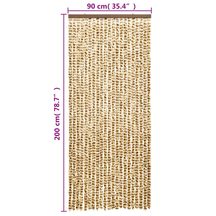 Vliegengordijn 90X200 Cm Chenille Beige En Bruin