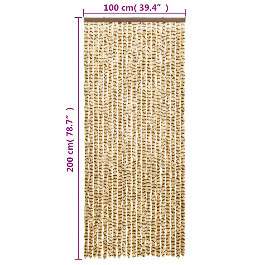 Vliegengordijn 100X200 Cm Chenille Beige En Bruin