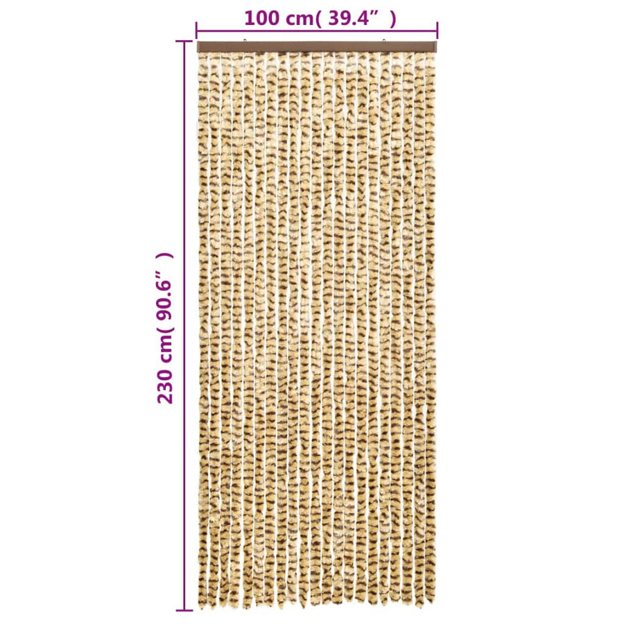 Vliegengordijn 100X230 Cm Chenille Beige En Bruin