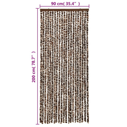 Vliegengordijn 90X200 Cm Chenille Bruin En Wit