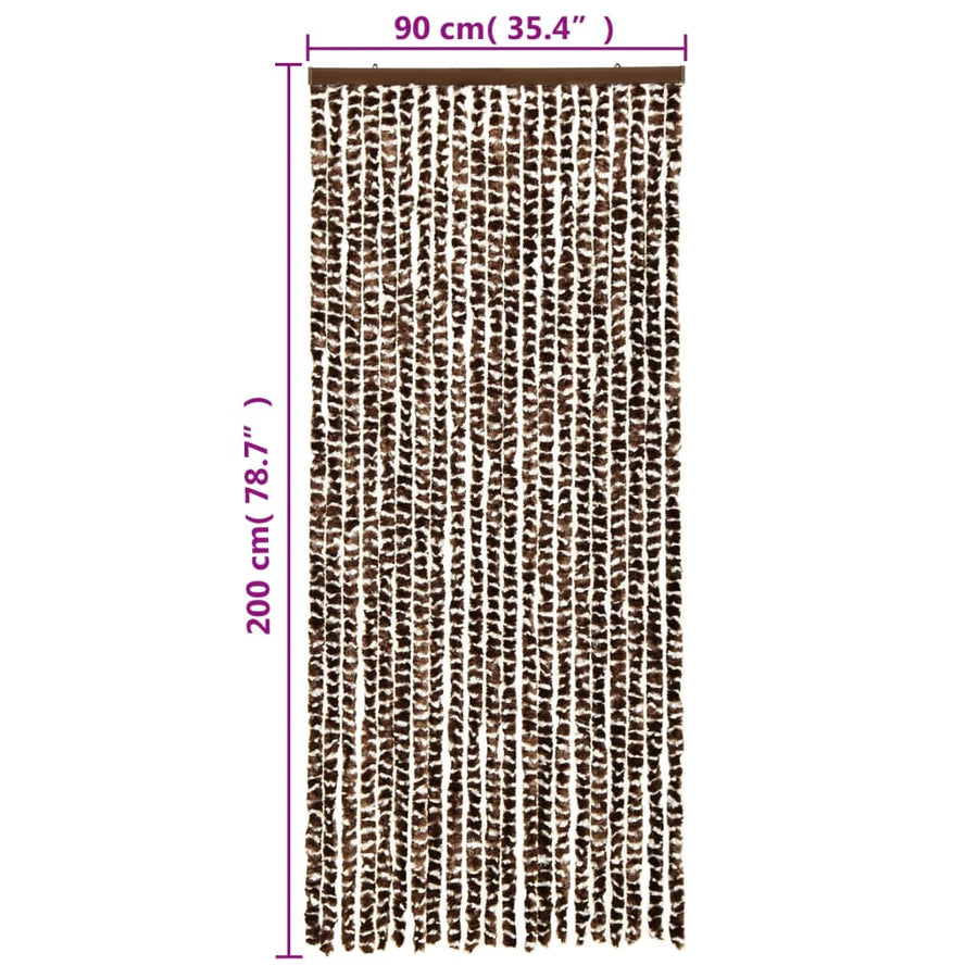 Vliegengordijn 90X200 Cm Chenille Bruin En Wit