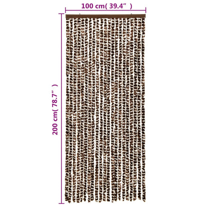 Vliegengordijn 100X200 Cm Chenille Bruin En Wit