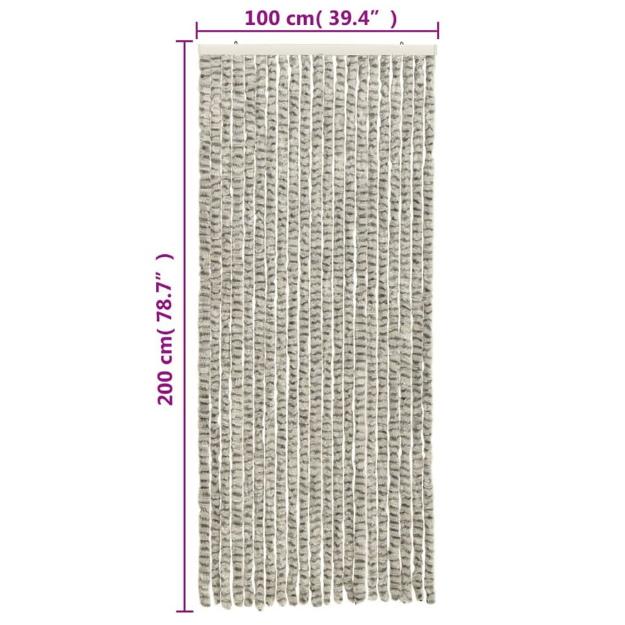 Vliegengordijn 100X200 Cm Chenille Lichtgrijs En Donkergrijs