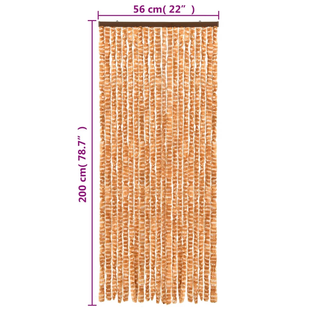Vliegengordijn 56X200 Cm Chenille Okerkleurig En Wit