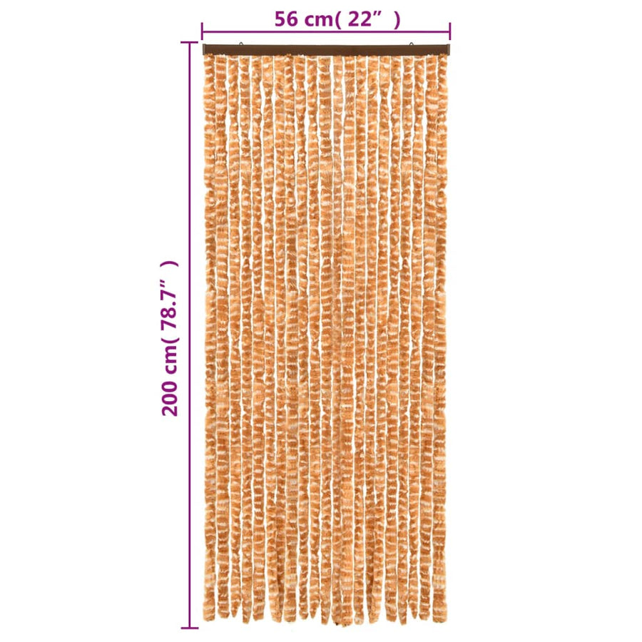 Vliegengordijn 56X200 Cm Chenille Okerkleurig En Wit