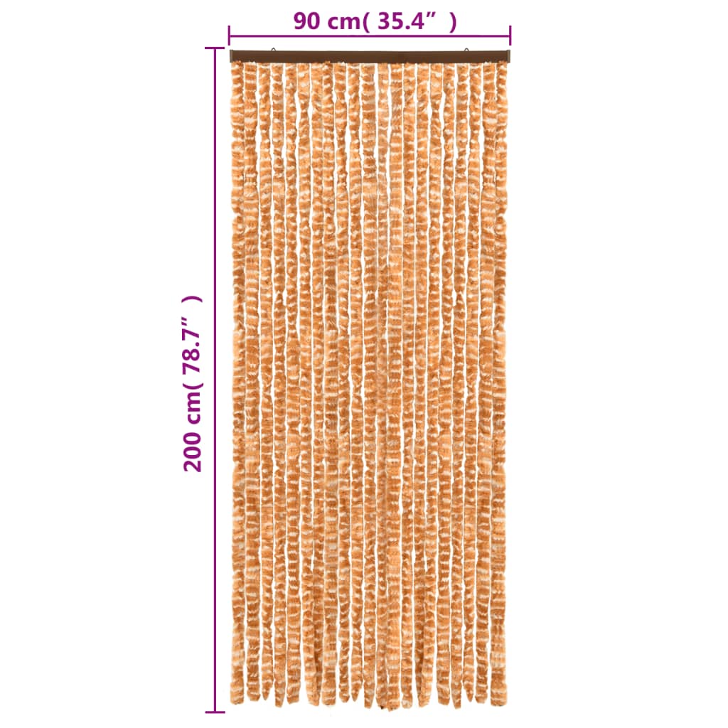 Vliegengordijn 90X200 Cm Chenille Okerkleurig En Wit