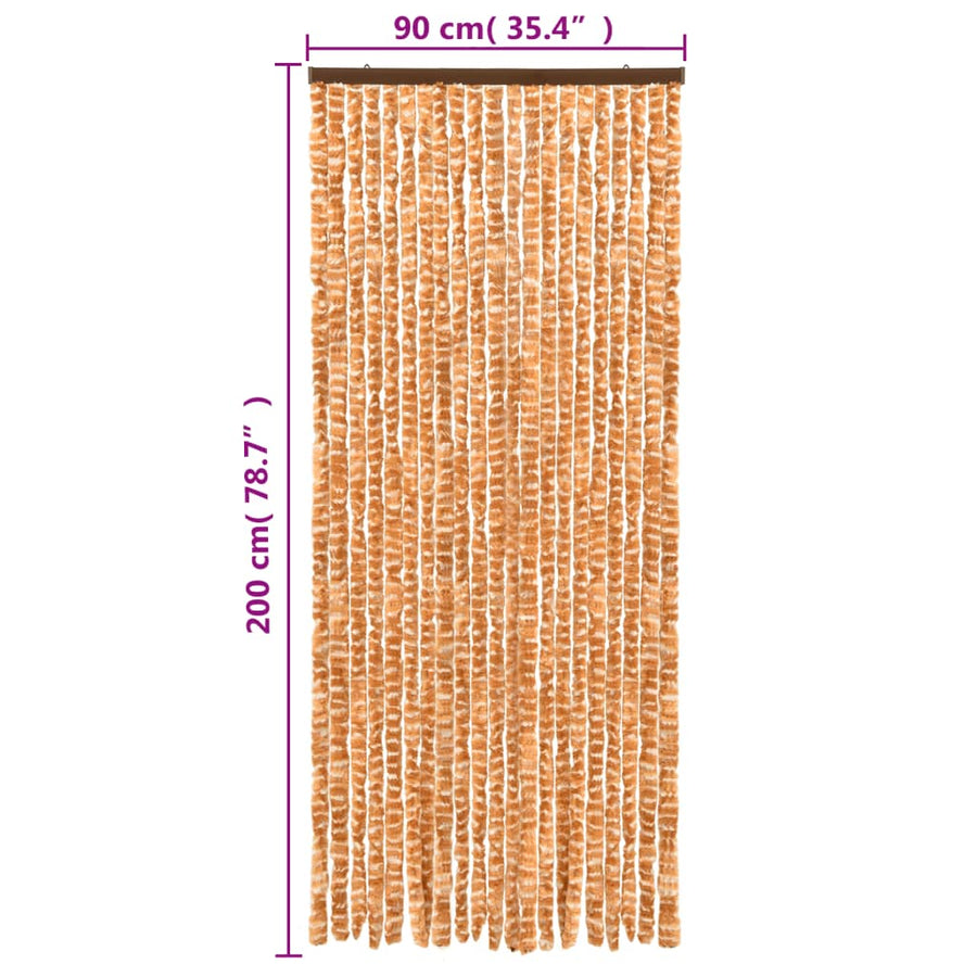 Vliegengordijn 90X200 Cm Chenille Okerkleurig En Wit