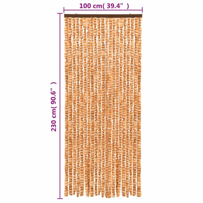 Vliegengordijn 100X230 Cm Chenille Okerkleurig En Wit