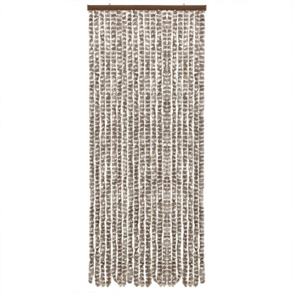 Vliegengordijn 56X200 Cm Chenille Taupe En Wit