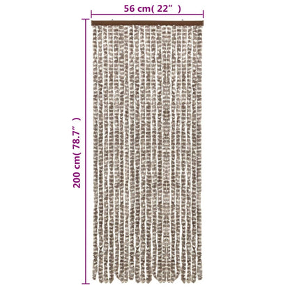 Vliegengordijn 56X200 Cm Chenille Taupe En Wit