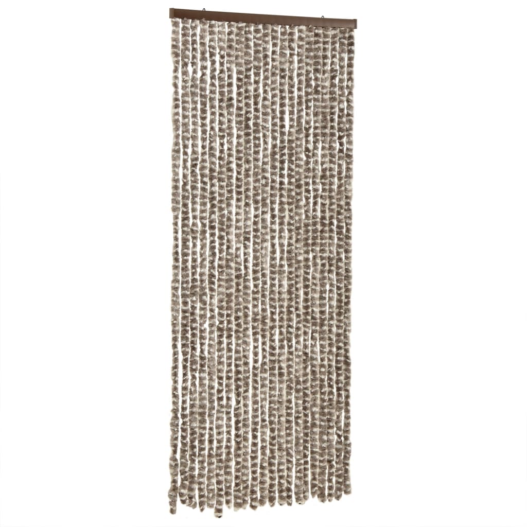 Vliegengordijn 90X200 Cm Chenille Taupe En Wit