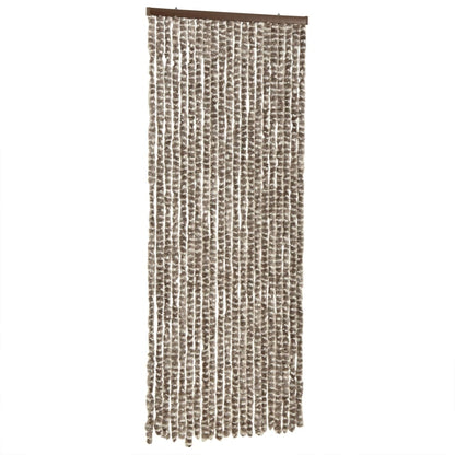 Vliegengordijn 90X200 Cm Chenille Taupe En Wit