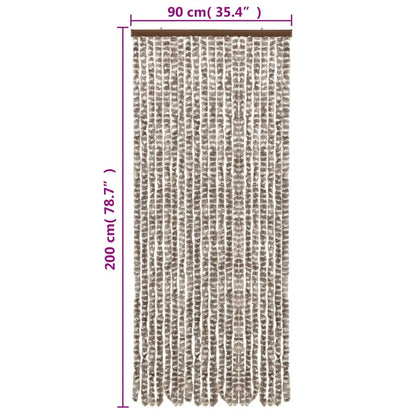 Vliegengordijn 90X200 Cm Chenille Taupe En Wit