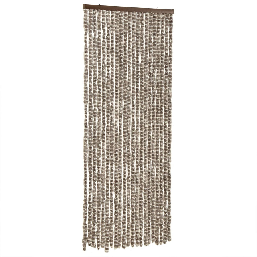 Vliegengordijn 100X200 Cm Chenille Taupe En Wit
