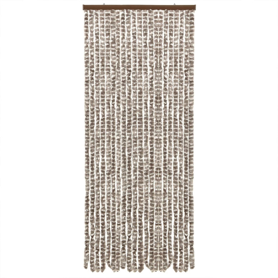 Vliegengordijn 100X230 Cm Chenille Taupe En Wit