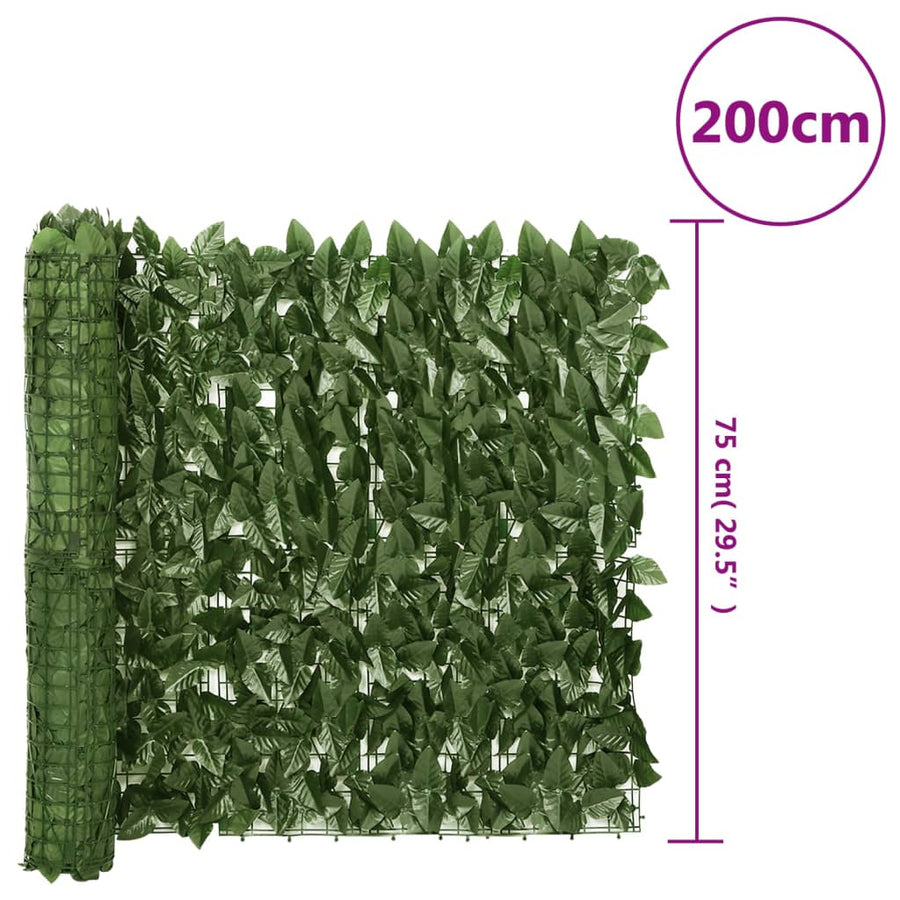 Balkonscherm met donkergroene bladeren 200x75 cm 200 x 75 cm Donkergroen