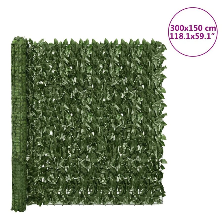 Balkonscherm met donkergroene bladeren 300x150 cm 300 x 150 cm Donkergroen