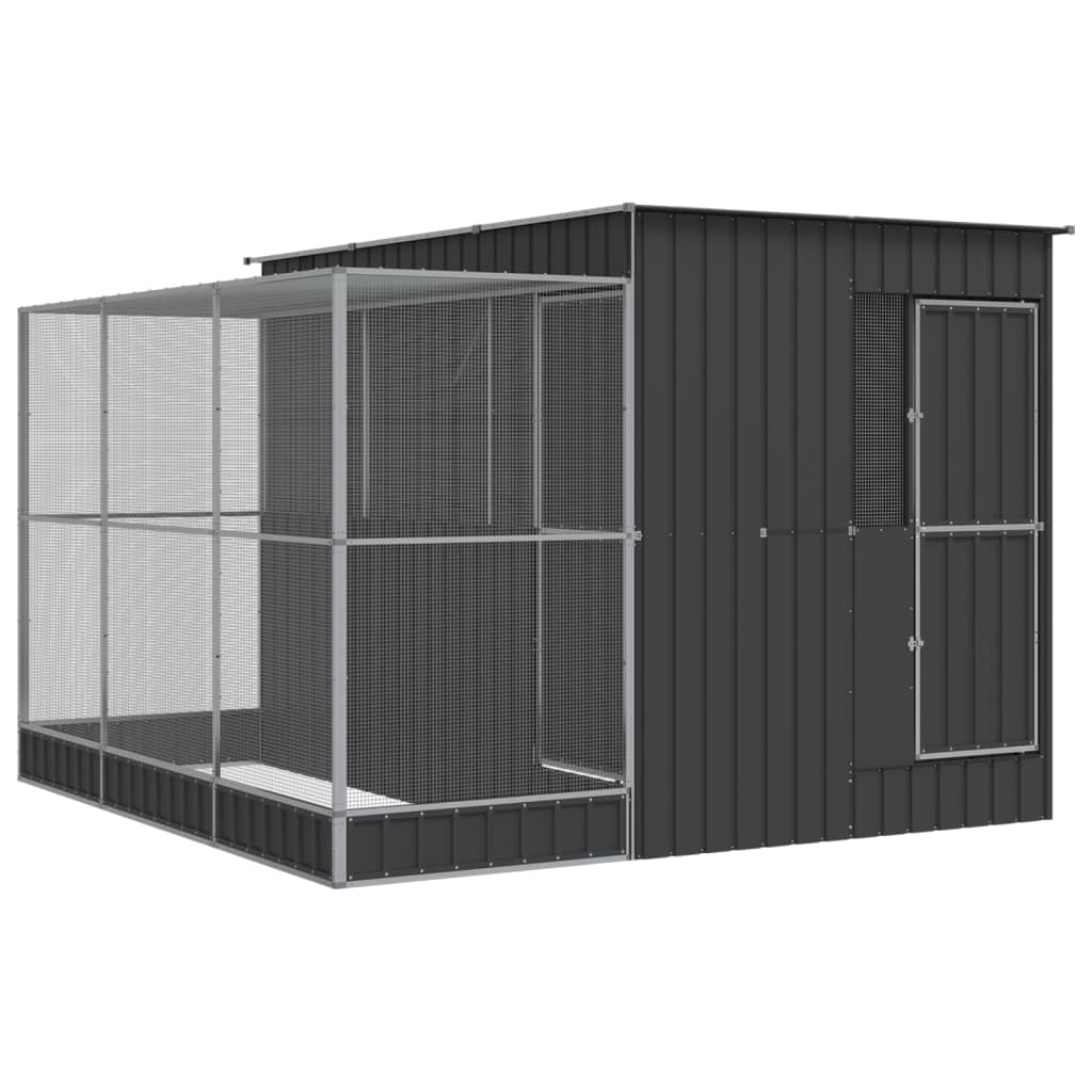 Volière met verlengstuk 290x303x216 cm staal zilverkleurig