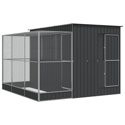 Volière met verlengstuk 290x303x216 cm staal zilverkleurig