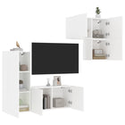 4-piece TV unit set distressed wood white