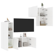 Tv-meubelset 4-delig bewerkt hout wit wandmontage