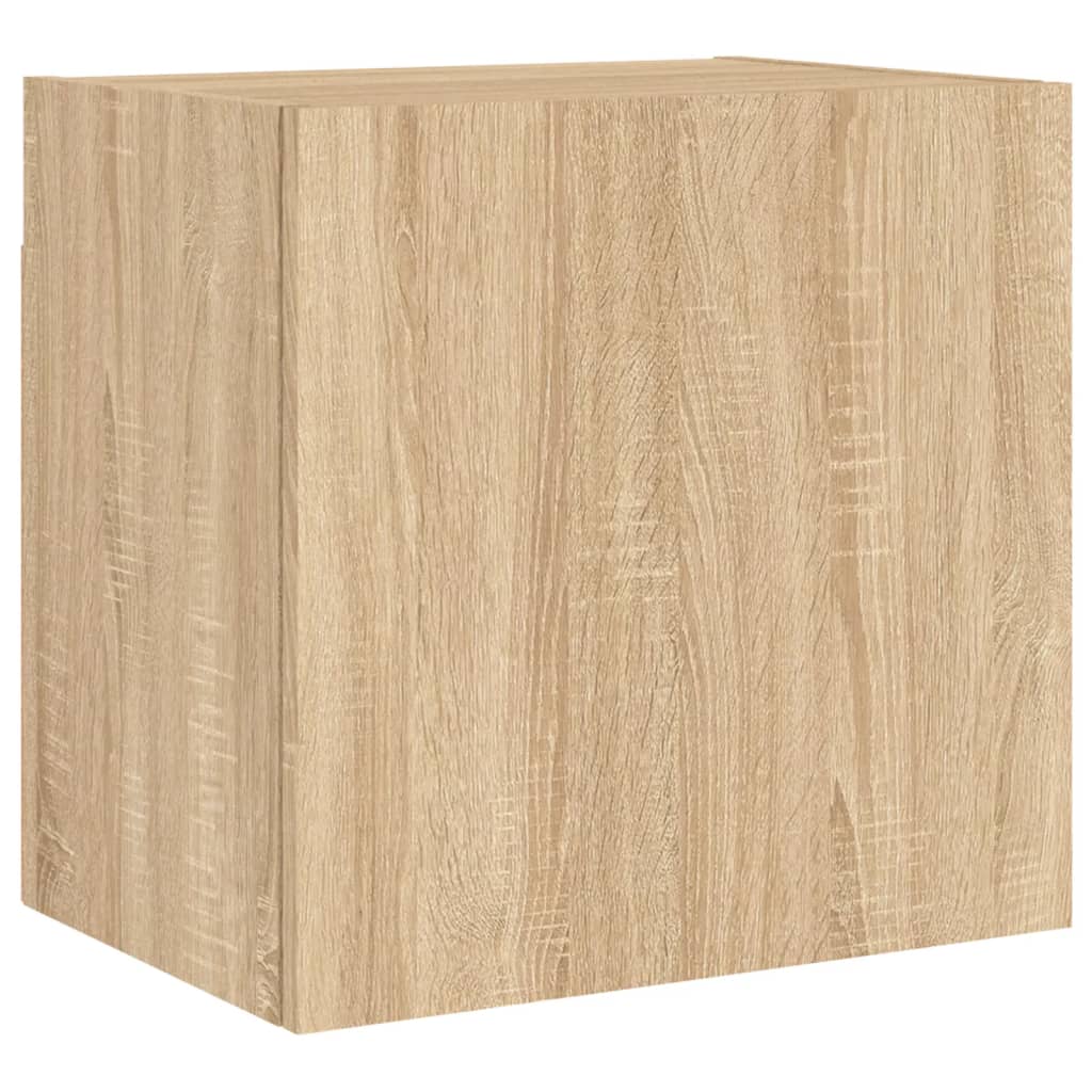 4-Delige Tv-Wandmeubelset Bewerkt Hout Kleurig Sonoma eiken