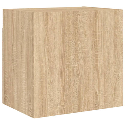 4-Delige Tv-Wandmeubelset Bewerkt Hout Kleurig Sonoma eiken
