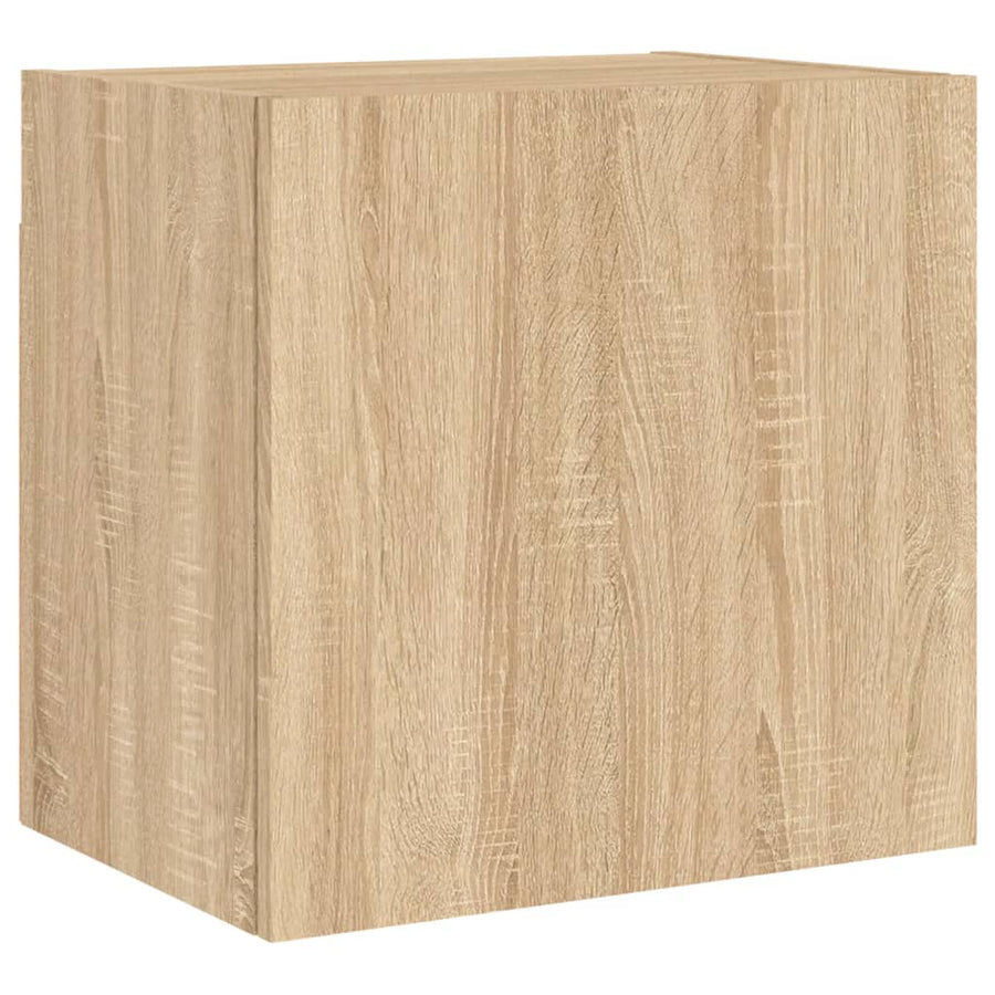 4-Delige Tv-Wandmeubelset Bewerkt Hout Kleurig Sonoma eiken