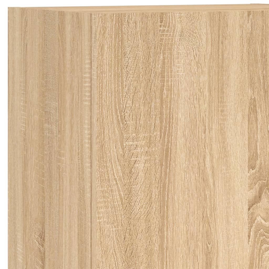 4-Delige Tv-Wandmeubelset Bewerkt Hout Kleurig Sonoma eiken