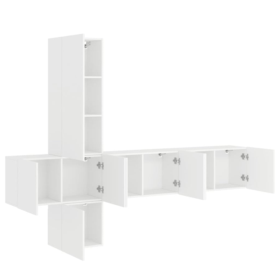 5-Delige Tv-Meubelset Bewerkt Hout Wit