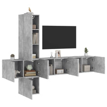 5-Delige Tv-Wandmeubelset Bewerkt Hout Betongrijs