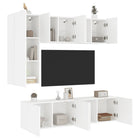 Tv-meubelset 5-delig wit bewerkt hout wandmontage