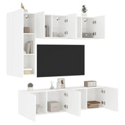 Tv-meubelset 5-delig bewerkt hout wit wandmontage
