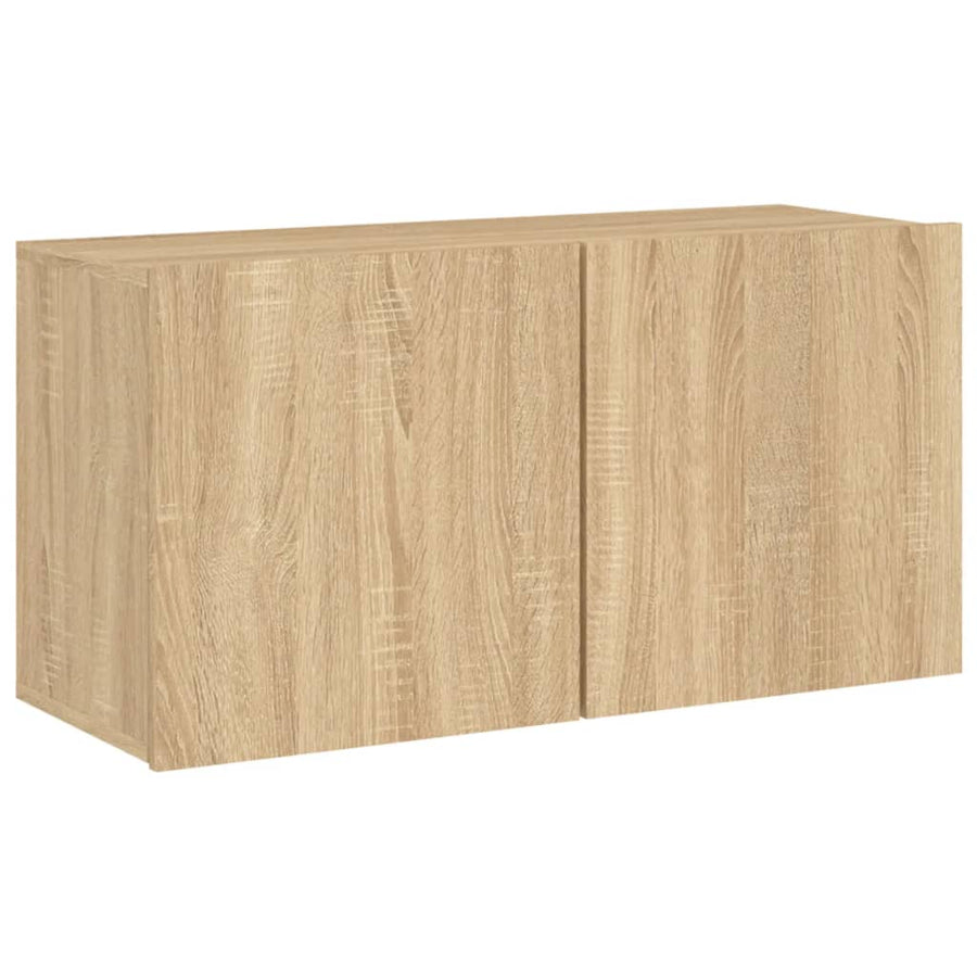 5-Delige Tv-Wandmeubelset Bewerkt Hout Kleurig Sonoma eiken