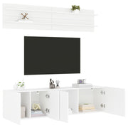 Tv-meubelset 6-delig bewerkt hout wit wandmontage