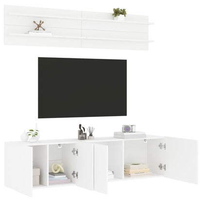 6-delige Tv-meubelset bewerkt hout wit